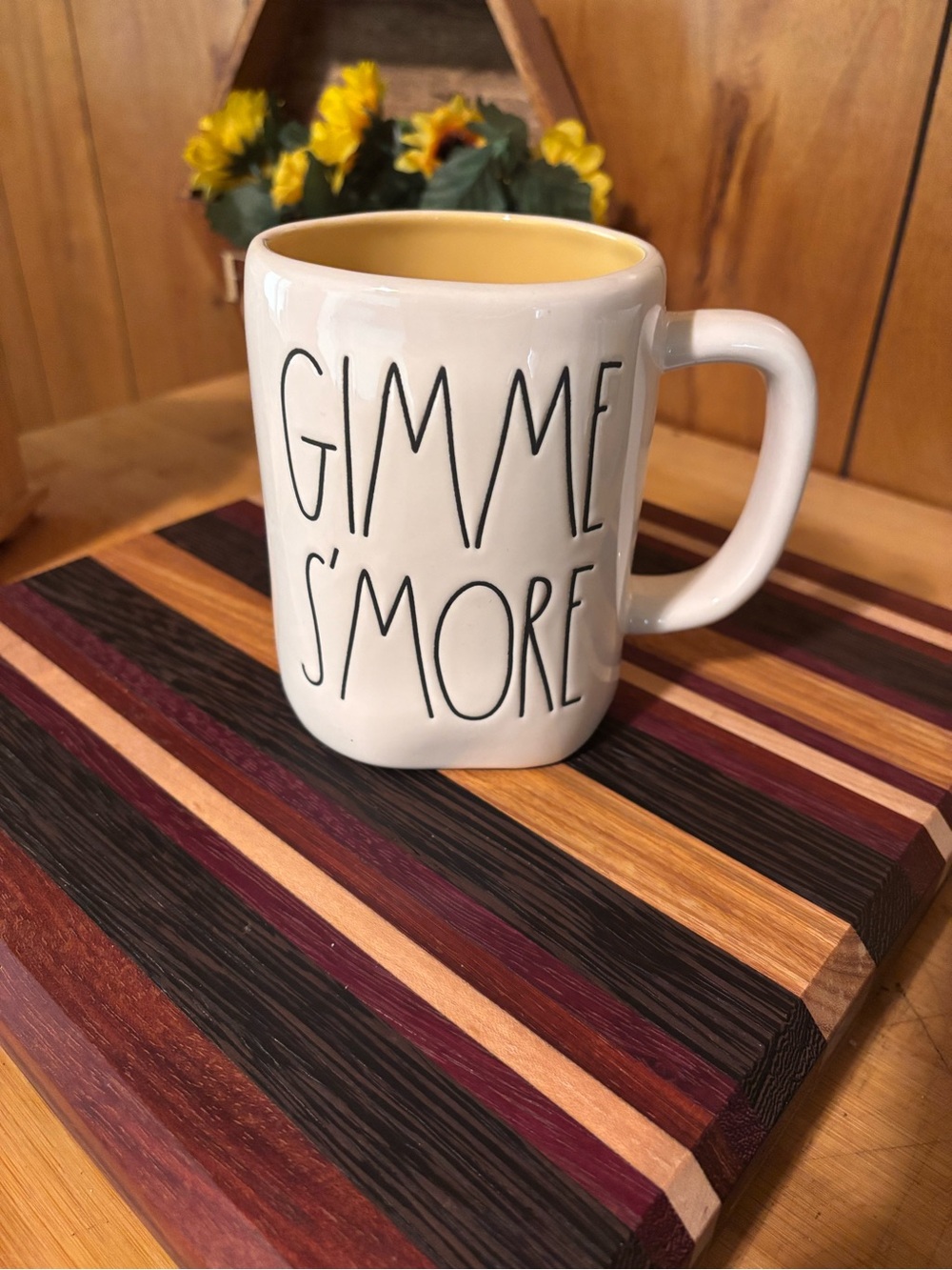 Rae Dunn Cream Mug with Yellow Interior - GIMME S'MORE
